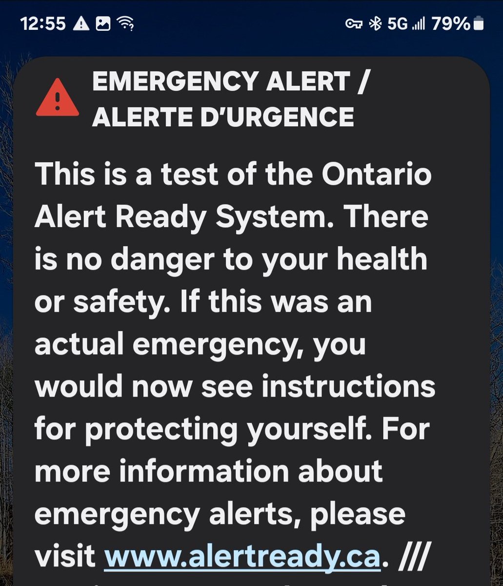 An emergency alert test in Ontario...

I wonder what fuckery they plan on unleashing on us now.