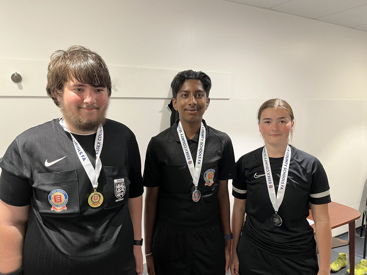 Congratulations to Jack, Marcia and Akain for officiating the @EssexSchoolsFA U12 Girls Emma Burden Trophy Final at Aveley FC 👏