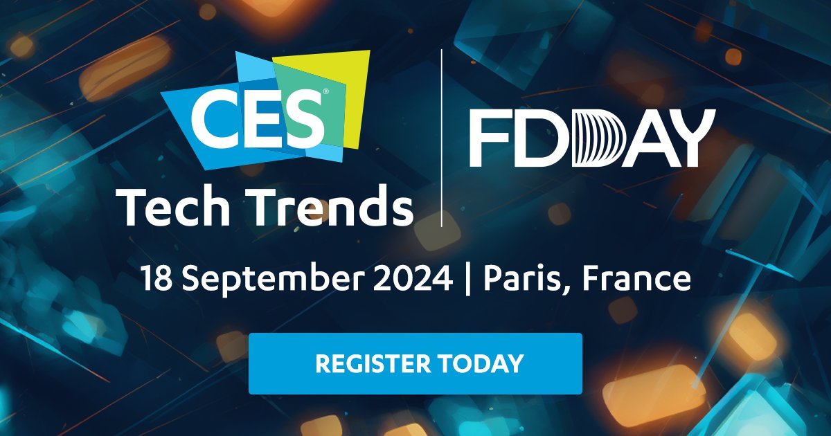 Save the date! 📆 We are partnering with @FRdigitale to co-host CES Tech Trends during FDDay 2024! Join us in Paris this fall to see the incredible entrepreneurship and contributions of French innovation on the first stop on the road to #CES2025: ces.tech/events-program…
