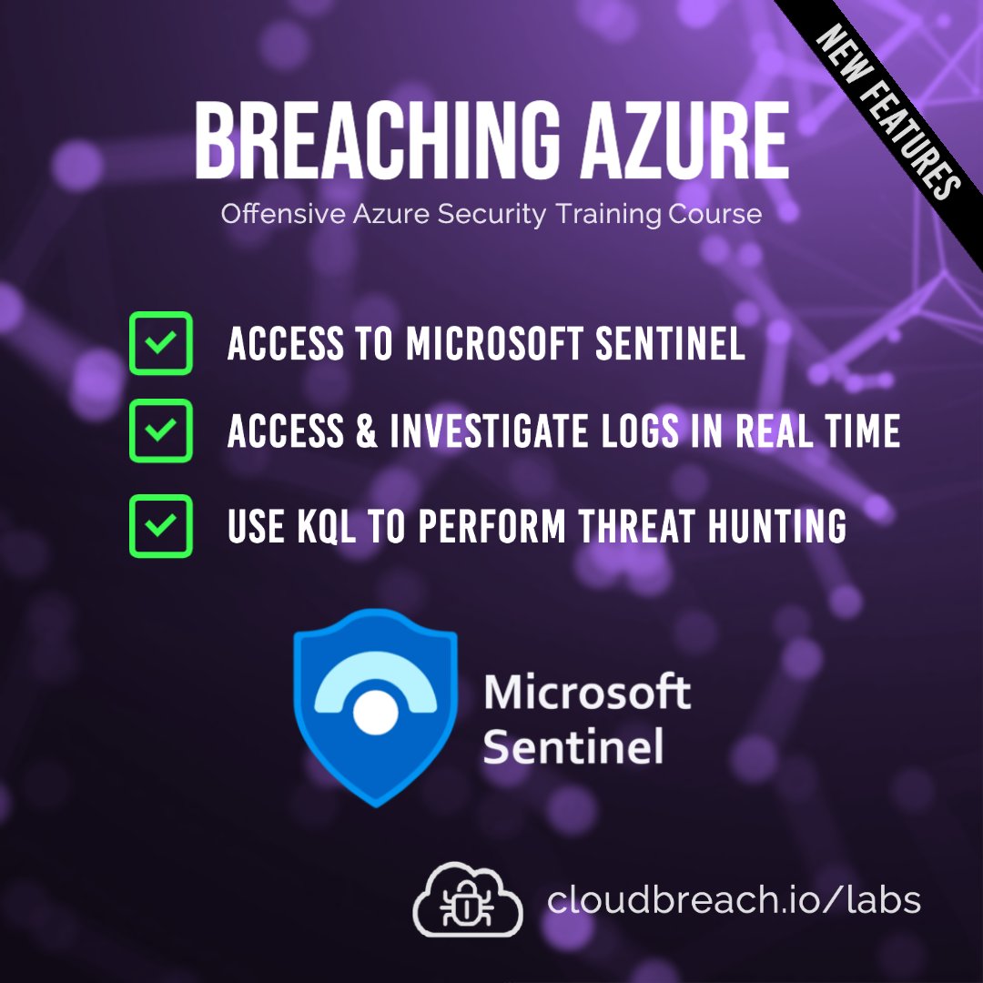 Cloud_Breach's tweet image. 🔐Ever had the chance to play with #Sentinel? #BreachingAzure includes access to Microsoft&apos;s native SIEM. Access logs in real-time and investigate cloud attacks using #KQL queries. Check it out 👉 cloudbreach.io/labs