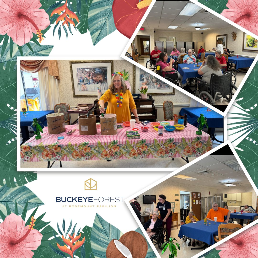 We kicked off National Skilled Nursing Week with a festive ice cream social and luau! 🍦🌺 Our residents enjoyed tropical treats and vibrant island vibes, making for a fun event. 

#BuckeyeForest #Rosemount #NationalSkilledNursingWeek