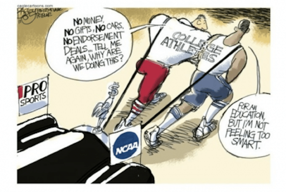 chadbvel1's tweet photo. The NCAA continues to benefit from amateurism by leveraging athletes' talents  to generate revenue, while the athletes themselves remain uncompensated. Athletes deserve fair compensation from colleges.
@abhornUCRedu
#ucr150 https://t.co/cO7iXV09pz