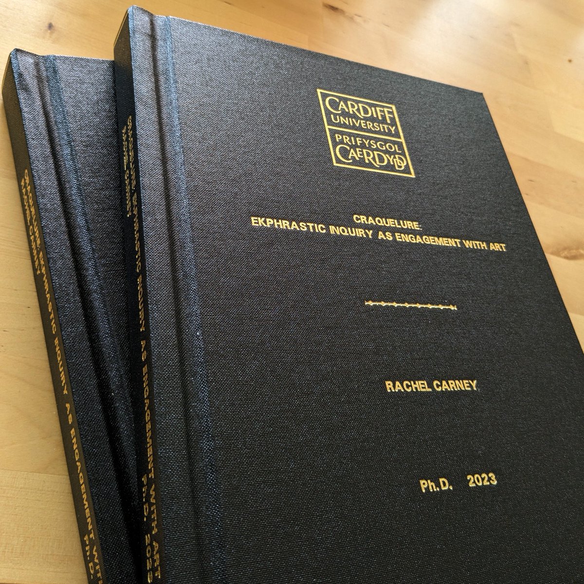 Today, I finally handed in the book bound copies of my #phd thesis. Feels very strange! Thanks to everyone who has supported & encouraged me along the way, and to @SWWDTP for the funding! @CUEngCommPhilos @AberEnglishDept