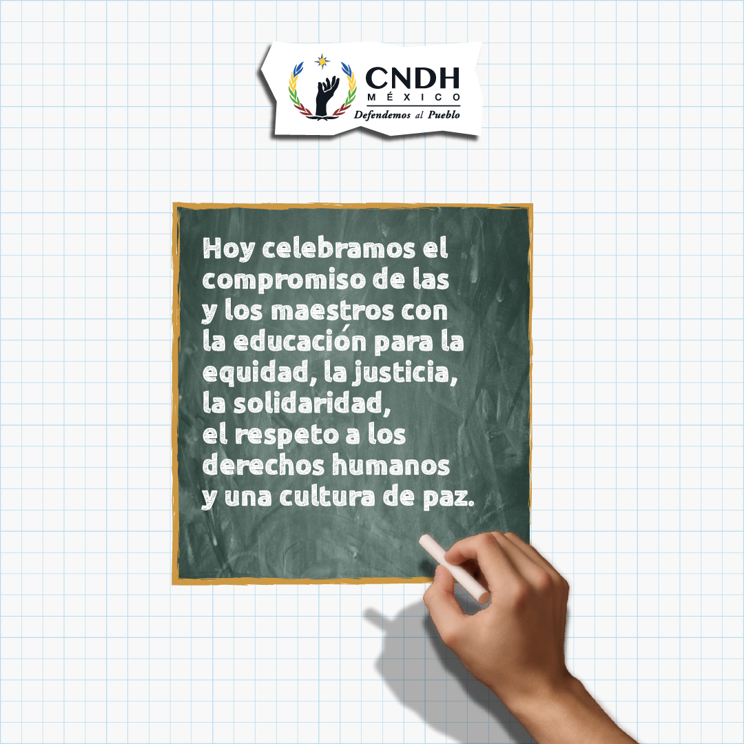 En el #DíaDelMaestro y la #Maestra celebramos su colaboración a empoderar a las nuevas generaciones y su contribución a la construcción de una sociedad en #Paz, equitativa y con justicia social para todas las personas. #DefendemosAlPueblo