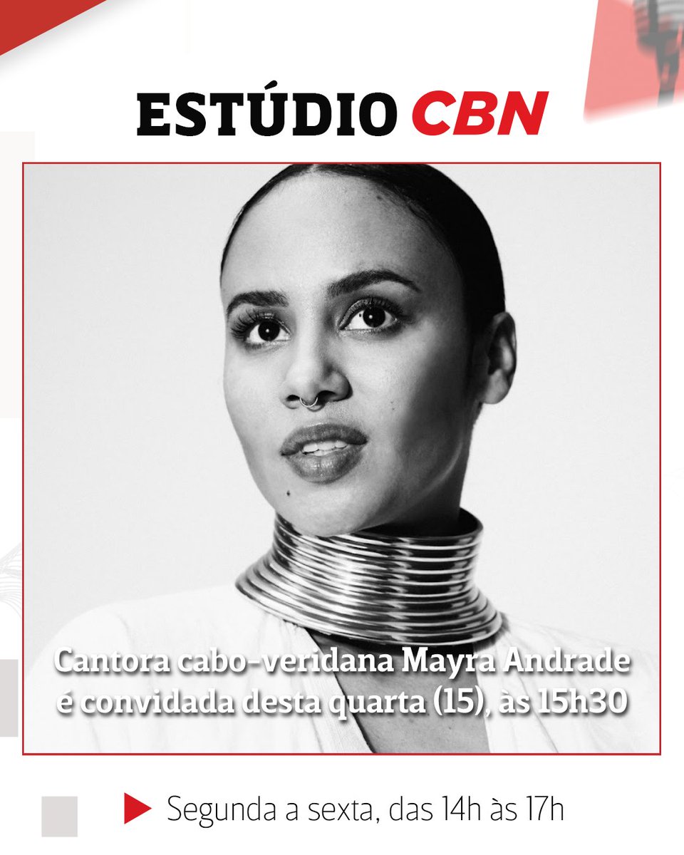 CBNoficial's tweet photo. 🎤 ESTÚDIO CBN I A cantora cabo-verdiana Mayra Andrade é convidada do Estúdio CBN desta quarta-feira (15), às 15h30. Mayra vem ao Brasil para show no Sesc Pompeia com sucessos da carreira.
👉 Acompanhe ao vivo pelo YouTube, site ou app da CBN!
#NoArNaCBN #Música #MayraAndrade #Sesc