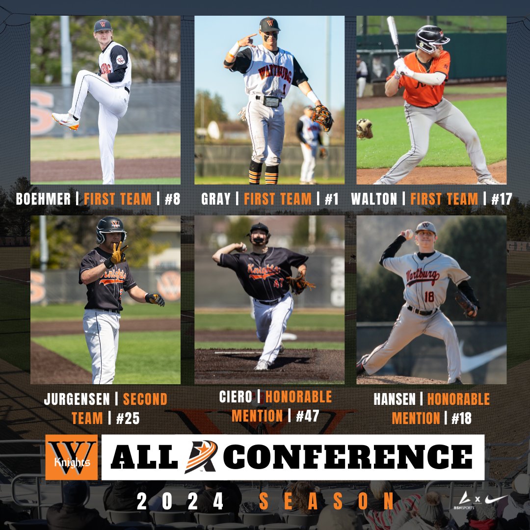 All-Conference Honorees🏆⚾️

Congratulations to Cael Boehmer, Keaton Gray, Zach Walton, Eliot Jurgensen, Joey Ciero and Max Hansen for earning All-Conference honors🔥

Three first-team selections is the most since the 2017 season!
