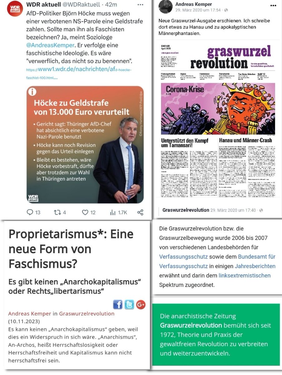 Der vom WDR zum Höcke Urteil interviewte Soziologe schreibt für die linksradikale Graswurzelrevolution. Die anarchistische Zeitung bemüht sich Theorie und Praxis für eine gewaltfreie anarchistische Revolution zu verbreiten. #ReformOerr #OerrBlog