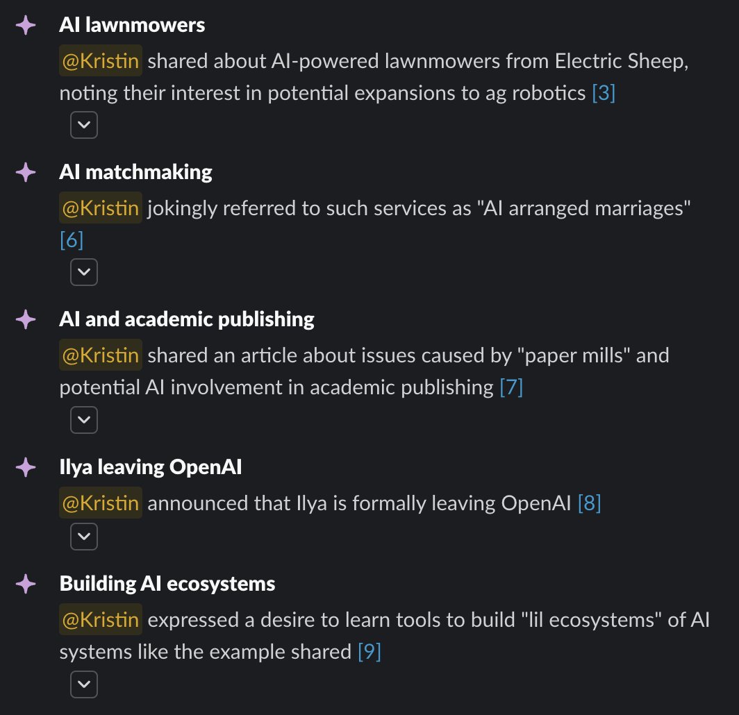 the slack summaries of my constant stream of consciousness on AI are entertaining