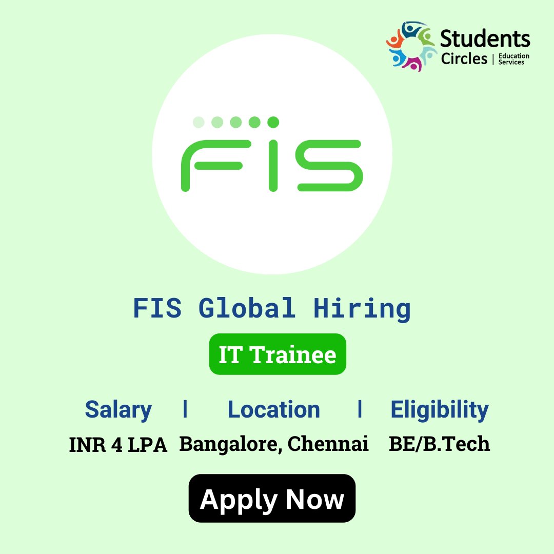 🚀 Ready to jumpstart your IT career? Look no further! FIS Global is hiring IT Trainees in our off-campus drive 2024. Don't miss out, apply now and unleash your potential with FIS Global! #ITTrainee #FISGlobal #TechCareers

🌐 APPLY HERE:  zurl.co/XwYS