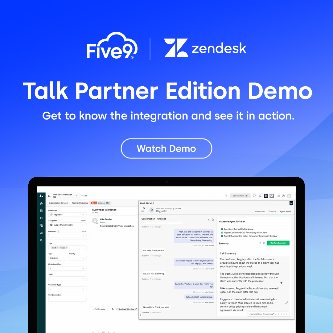 Discover how the seamless integration of Five9 Adapter for @Zendesk can empower your agents to deliver exceptional customer service — all within a single workspace. Watch the demo: spr.ly/6017jIaUP. #PartnerPowered