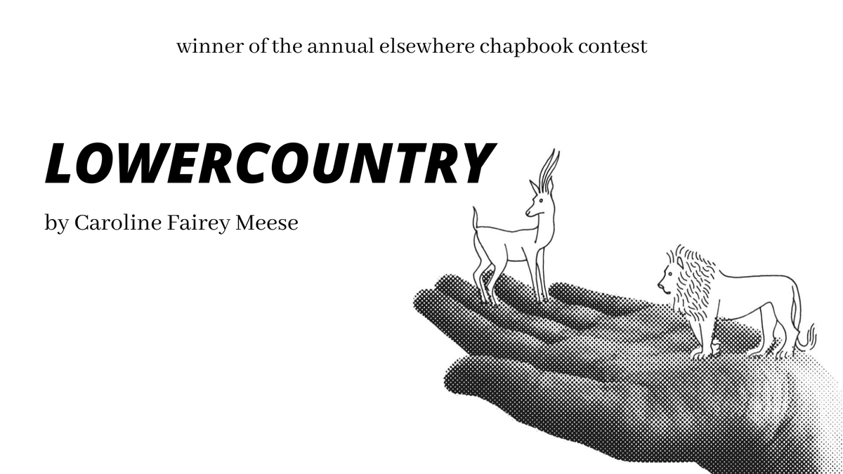and now for the moment we’ve all been waiting for! we are THRILLED to announce this year’s winner of the elsewhere chapbook contest! ✨

and the winner is . . .  🥁🥁🥁

LOWERCOUNTRY

by Caroline Fairey Meese