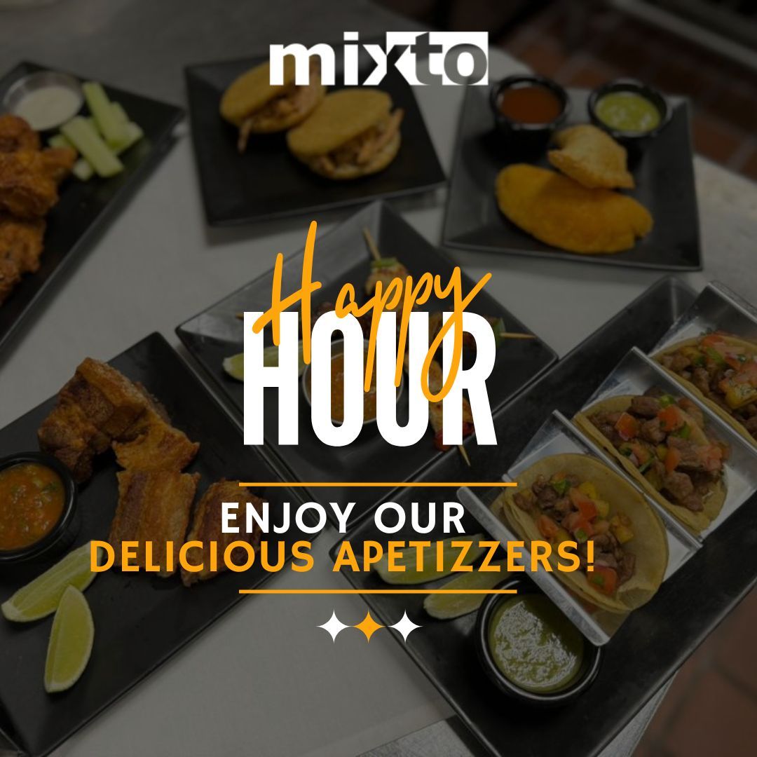 Who's ready for a fiesta? 🍹🎉 Join us at Mixto for our Latin-inspired happy hour and get your groove on! Check our menu for Happy Hour.⁠🥂 💻Visit our website: mixtorestaurante.com⁠ #newmenu #happyhourtime #mixtorestaurante