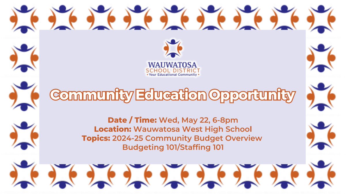 Mark your calendars! 🗓️ Join us for an important presentation covering the 2024-25 Community Budget Overview, Budgeting 101, and Staffing 101.

All community members are invited to @TWTrojans on Wednesday, May 22, from 6:00 to 8:00pm! 📢 #TosaProud