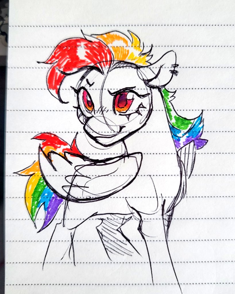 quick notebook RD 🌈 maybe I'll do a finished piece of her next!!

#mlp #mlpg4 #rainbowdash