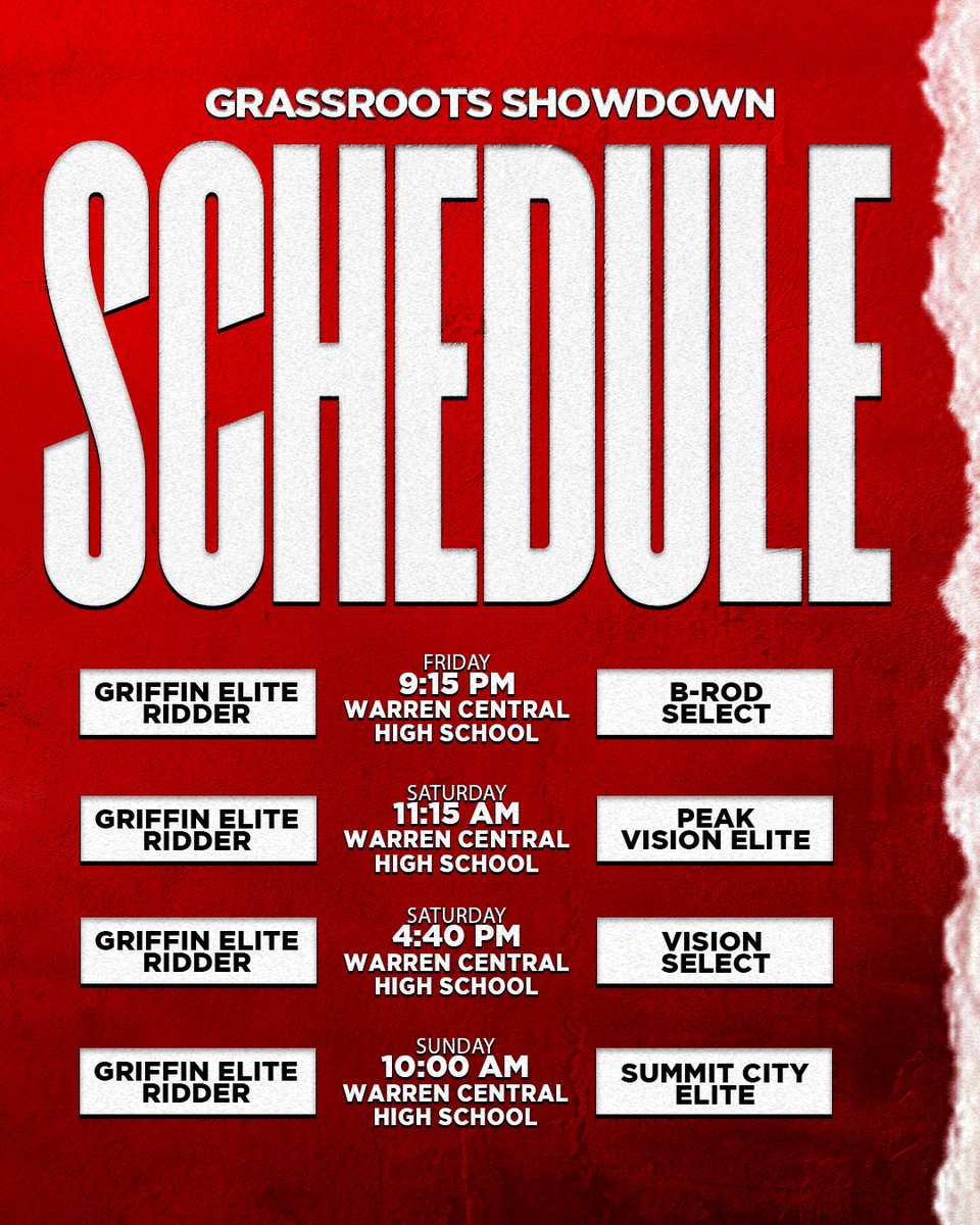 Our schedule for the Grassroots Showdown and @Elite40boys circuit play in Indianapolis, IN.

@DomyniqH289 
@SaxtonHoward11 
@miyo_jones1k 
@AshtonMoser4 
@parker_mulberry 
@Righteous_10 
@puckett_cam