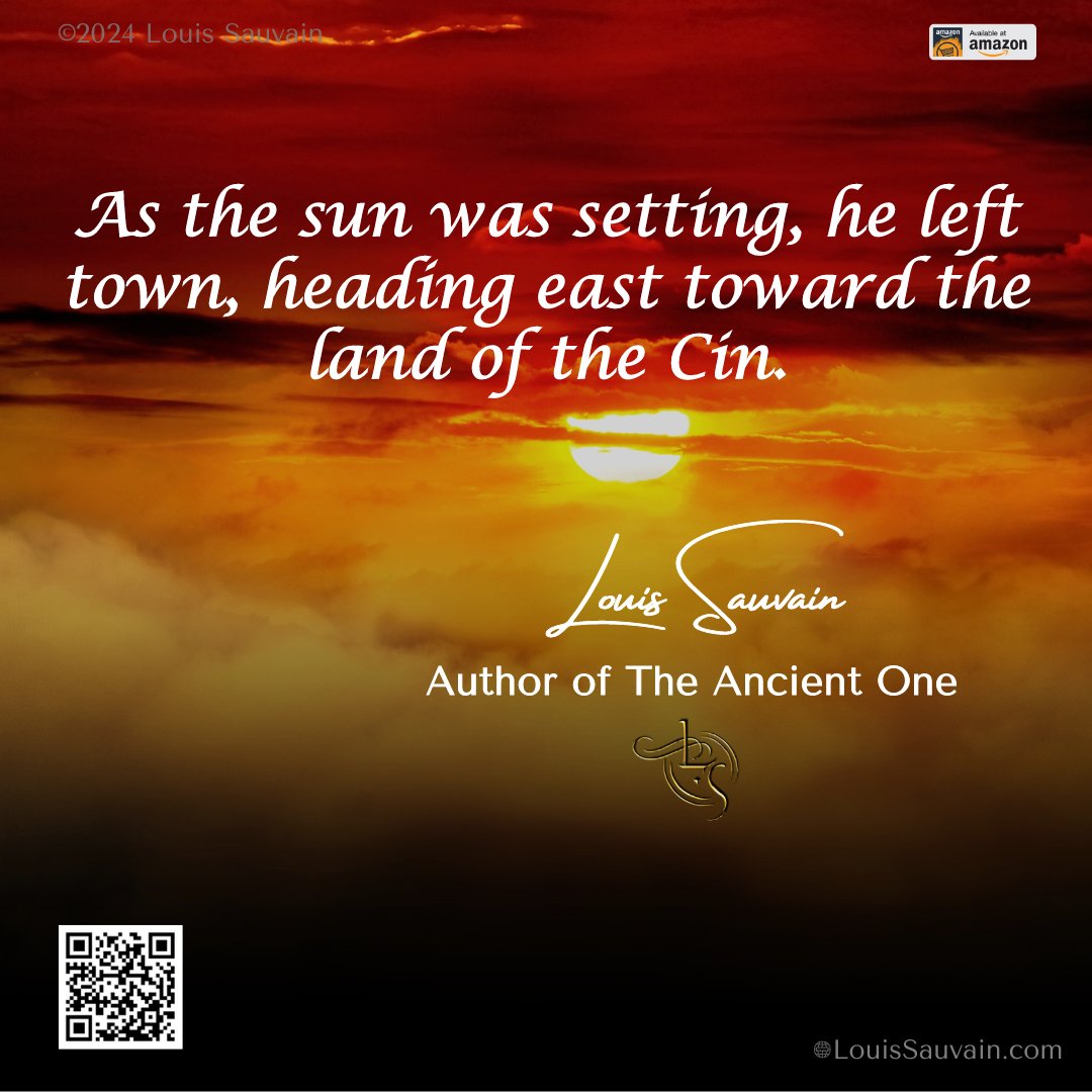 As the sun was setting, he left town, heading east toward the land of the Cin. Get your copy here: bit.ly/AncientOneBook #LouisSauvain #Fantasy #EpicFantasy #FantasySeries #FantasyTrilogy #FantasyReaders #KindleUnlimited #instabook #booktok #Bestseller #bestsellingauthor