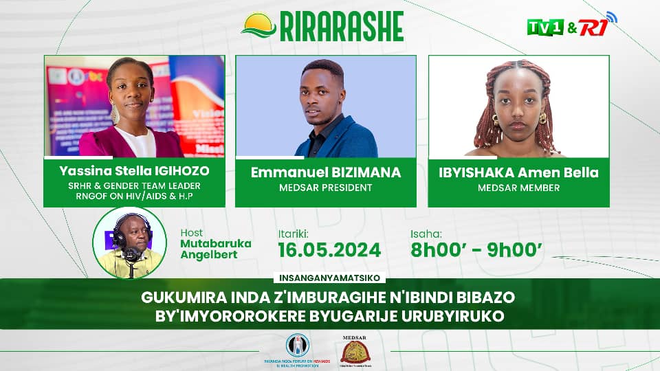 📺📻 𝗠𝘂𝗿𝗮𝗿𝗮𝗿𝗶𝘁𝘀𝘄𝗲 Tubararikiye kuza gukurikirana ikiganiro kuri @TV1Rwanda aho tuza kuba tuganira kuburyo twarinda inda ziterwa abangavu ndetse n'ibindi bibazo bahura nabyo. Ese wowe wumva umuti urambye w'ibibibazo waba uwuhe? Ni ejo mugitondo, saa 8:00 Ntucikwe!