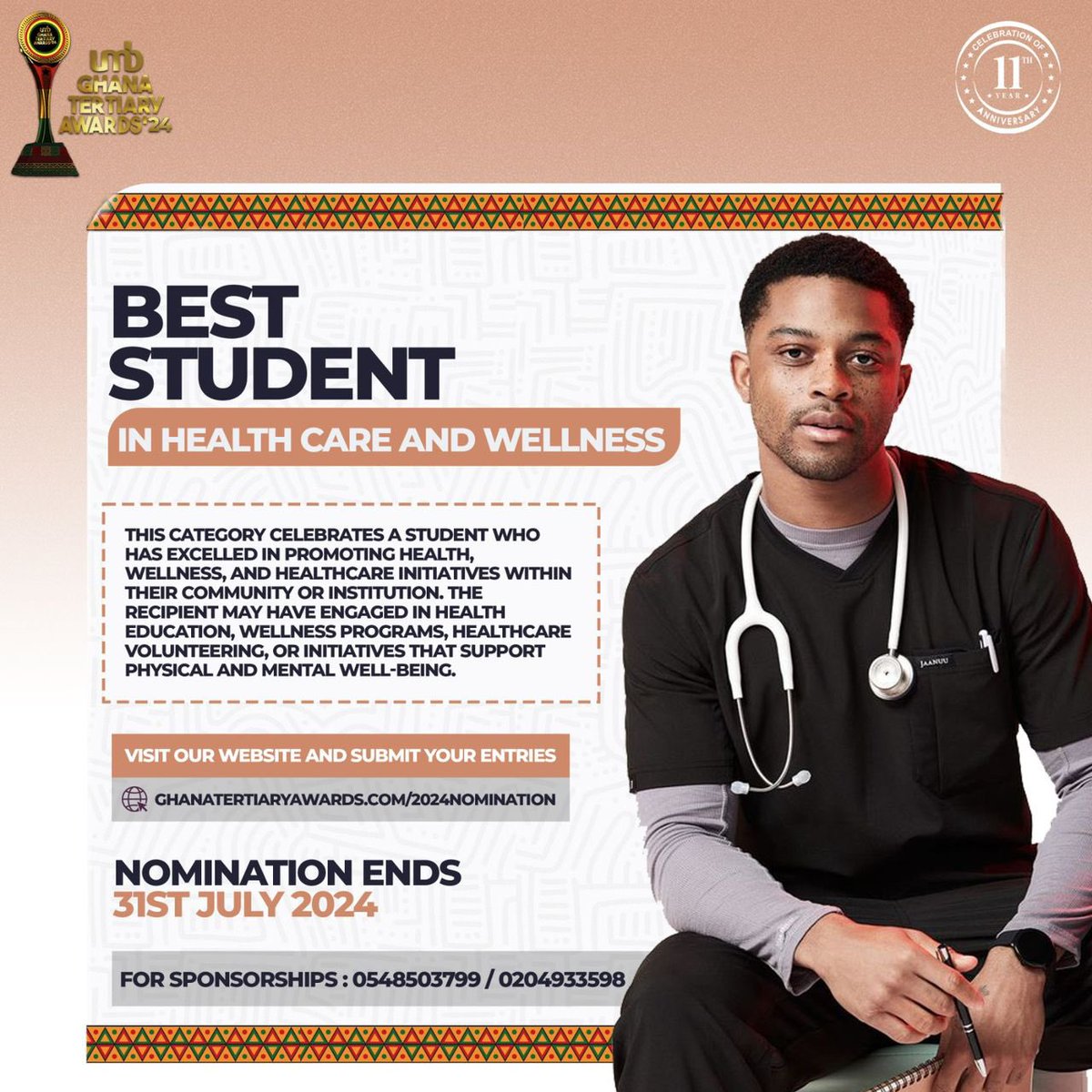 *GET AWARDED FOR FUTURE OPPORTUNITIES* 🏆 🇬🇭 💪🏽💛

GET NOMINATED FOR *BEST STUDENT IN HEALTH CARE AND WELLNESS* at this year’s @umbgta 2024 through our website on ghanatertiaryawards.com/2024-nominatio… or through our Campus Ambassadors or Call 📞 +233 20 493 3598 to Register for FREE NOW !!
