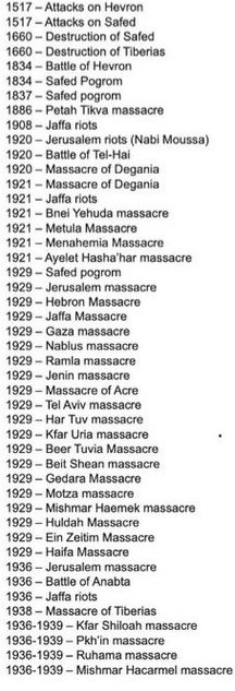 1 of 2 Below is a (partial) list of Arab attacks on Jews BFORE ISRAEL WAS EVEN CREATED! Please take note of all the attacks listed from 1900 on. This is why the UN had to come in and create a seperate state for each group of people. If Americans were racist Arabs, we would