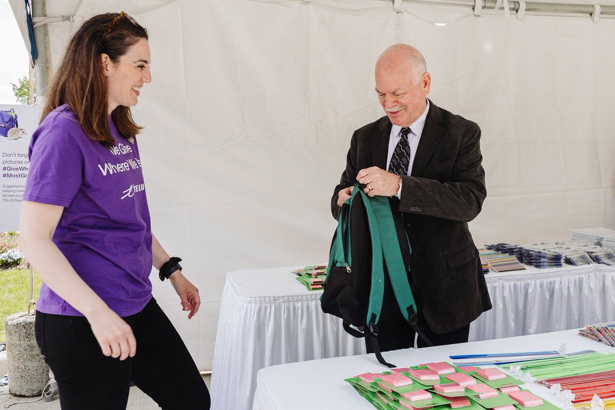 We are grateful for the Telus Kits for Kids program that provides free backpacks filled with essential school supplies (exercise books, lined paper, a pencil case, colouring pencils, pencils, pens, erasers and a ruler) to vulnerable children in our community!