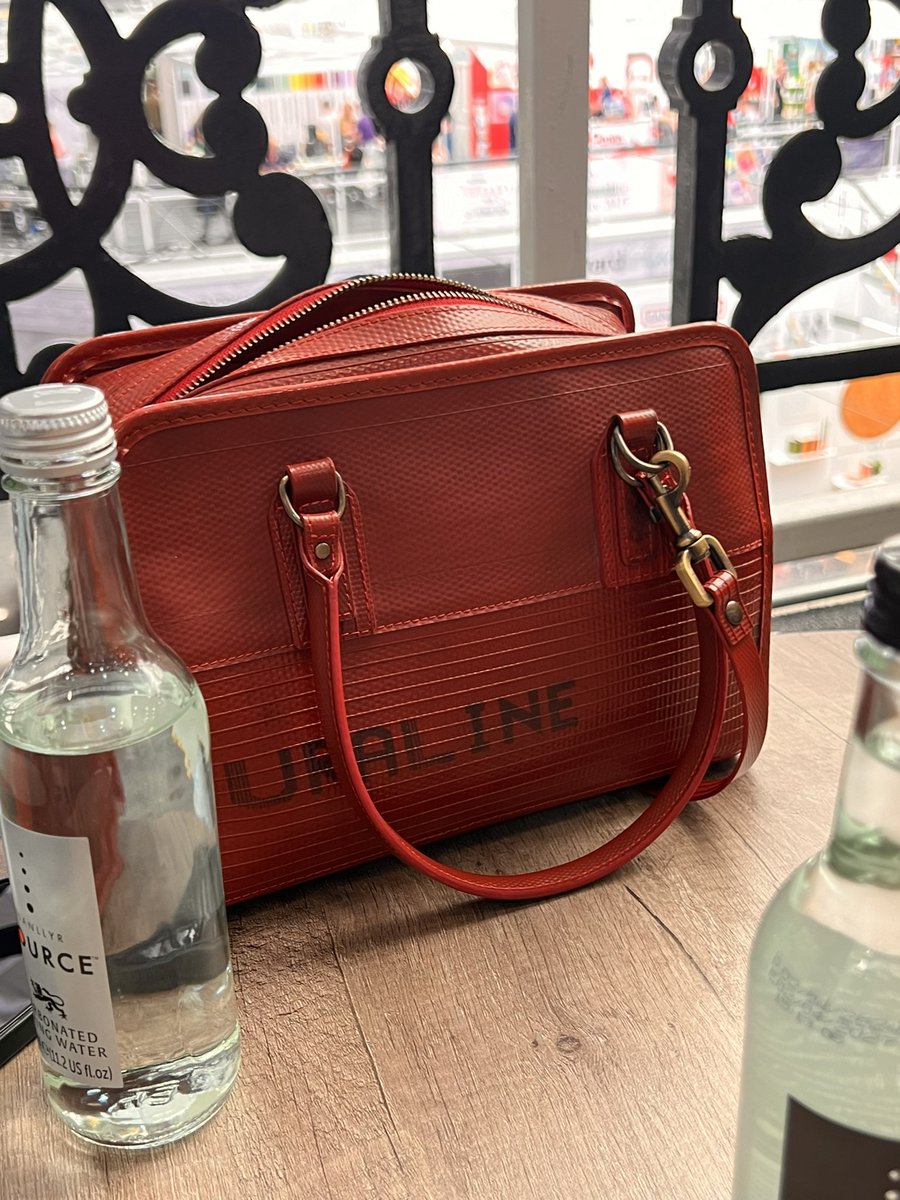 Spotted in the London Stationery Show café @elvisandkresse #ElvisandKresse handbag #minimiseourhumanfootprint