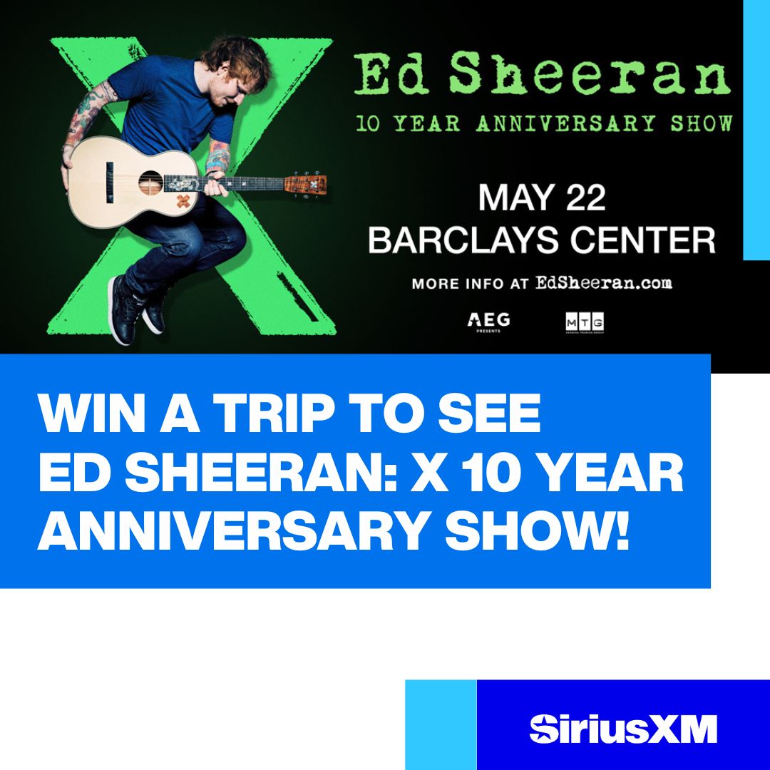 .@SIRIUSXM has your chance to win a VIP trip to see Ed Sheeran’s X: 10 Year Anniversary Show at #BarclaysCenter on 5/22! 💚✖️✨ NoPurchNec. US/18+. Ends 5/19. For rules and to enter: siriusxm.com/edsheeranmulti…