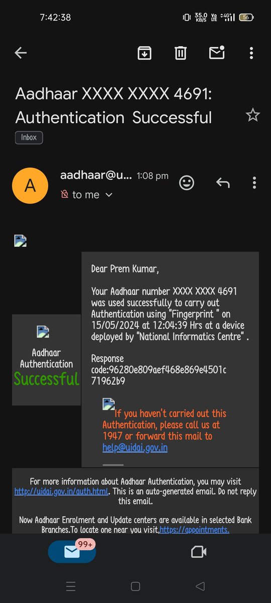 KumarMehta7370's tweet photo. @UIDAI This is type of mail coming again and again without any my permission... https://t.co/uiAhtmz9Cb