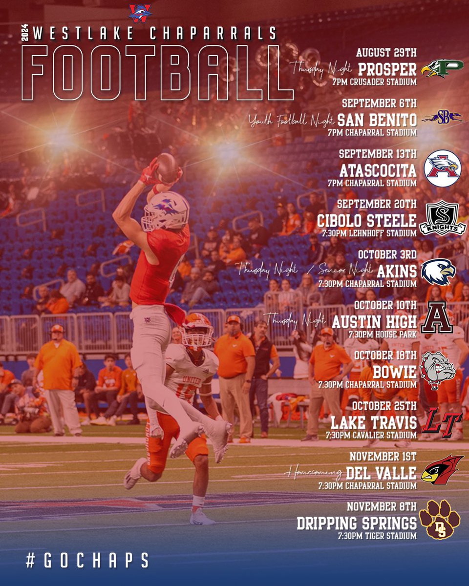We’re 106 days away from the 2024 Football Season but you can catch a preview at Thursday’s Spring Game. Westlake Football will honor their 2023 Hall of Honor recipients as part of the Spring Game festivities. Join us Thursday at 6pm at Chaparral Stadium. #GoChaps