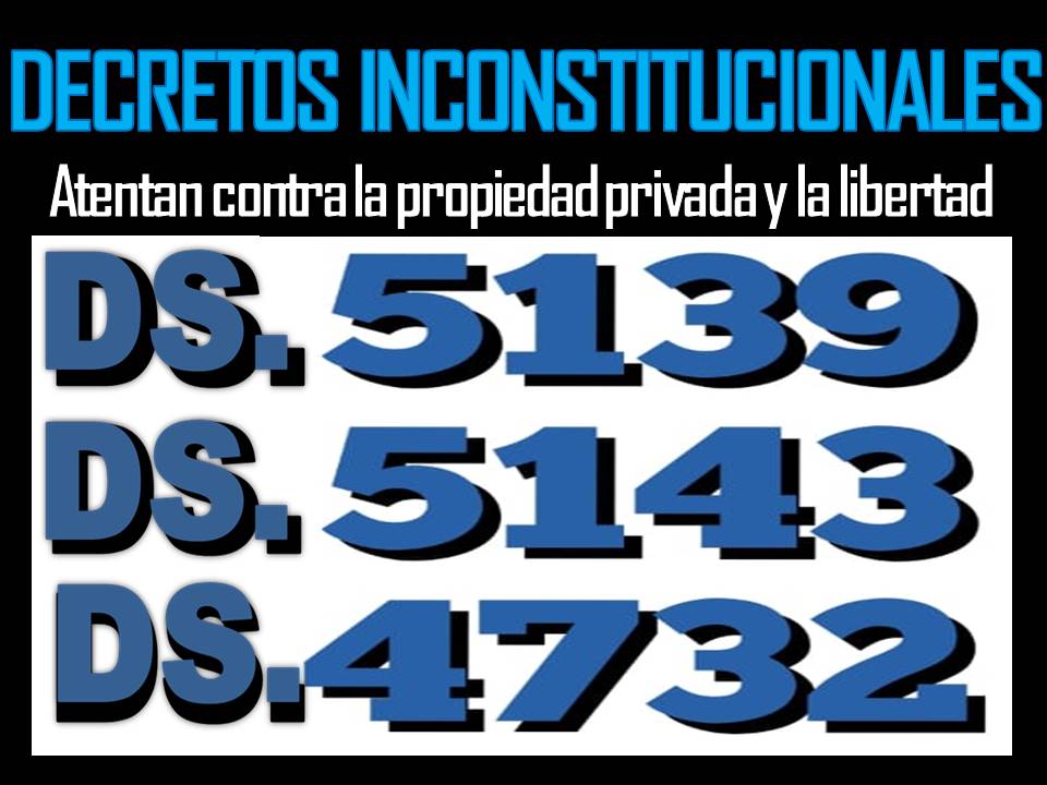 @MarZel65 #Bolivia 1⃣ El robo estaba listo, pero la presión ciudadana lo frustró... 2⃣ El DS 5139 lo abrogo 3⃣ Queda pendiente el DS 4732 4⃣ Queda pendiente estar alerta a que no desempolven el DS 5143 ➡️Todos ellos contra la #PropiedadPrivada y la #libertad #BoliviaEnDictadura #BastaYa