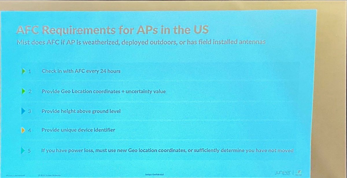 AFC is different than CBRS SAS because the data points are gathered automatically instead of manually by a CPI inputting those data points. Requires GPS for automatically gathering the data. <a href="/JuniperNetworks/">HPE Juniper Networking</a> <a href="/RealWesPurvis/">Wesley Purvis</a> #MFD11