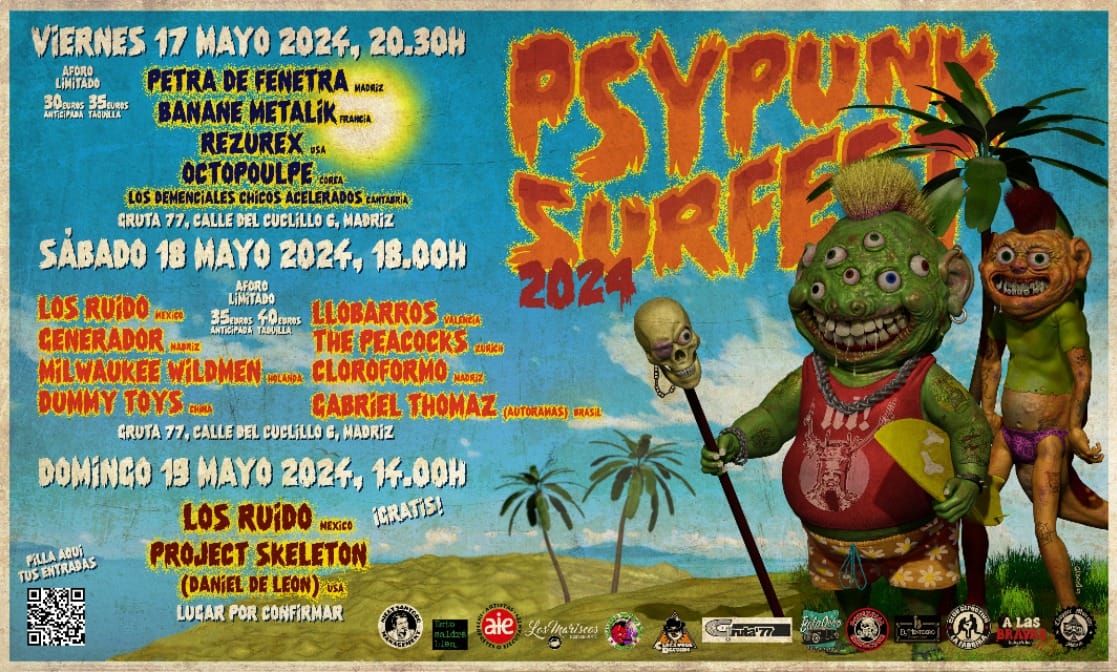 Pizca de lo que nos espera el 17-18 y 19 de mayo #psypunksurfest2024 En #sateli3 de @radio3_rne Pincha y escucha: rtve.es/play/audios/sa… + info.: gruta77.com