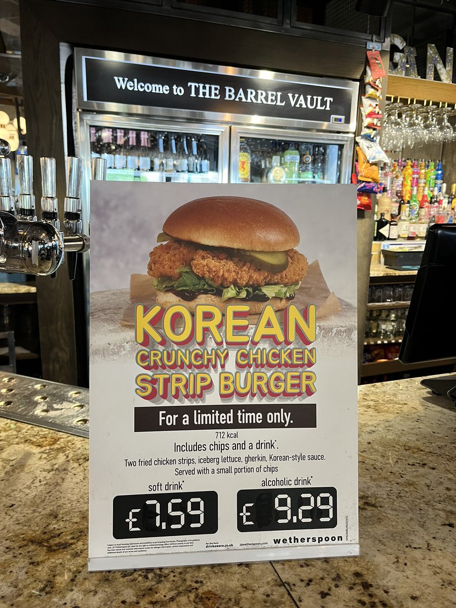 Gosh. You know when Korean fried chicken has gone mainstream when it’s on the Wetherspoons menu