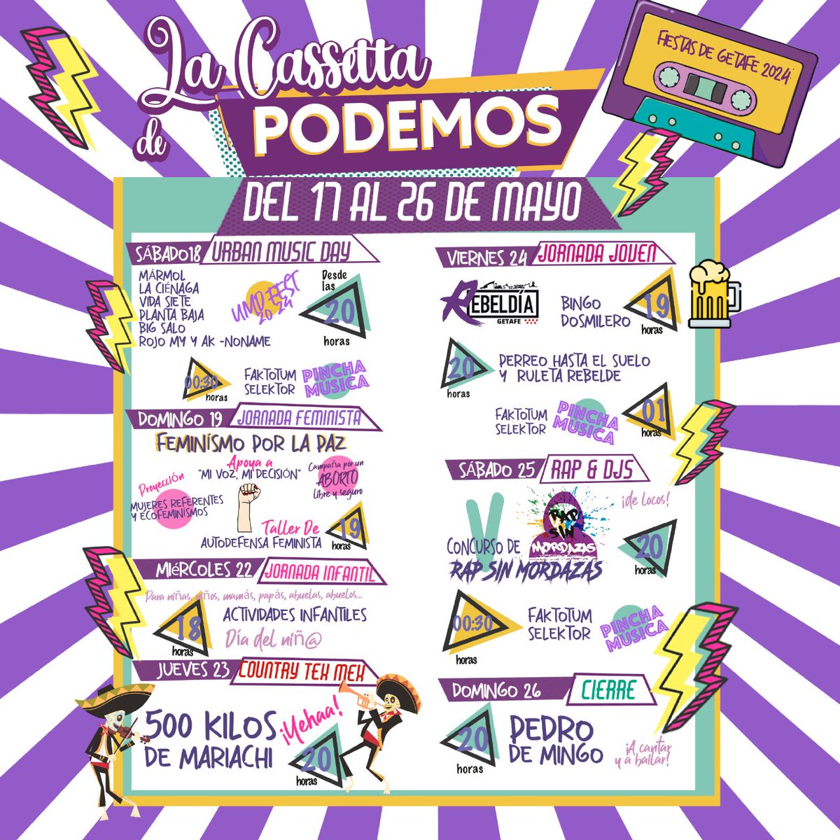 alba_leo's tweet photo. Ya están aquí las fiestas de Getafe y en la Cassetta de Podemos lo vamos a dar todo. 
👯💃🏻
¡Vente!

#Podemos #AhoraPodemos @PodemosCMadrid https://t.co/R4oEgjNTN2