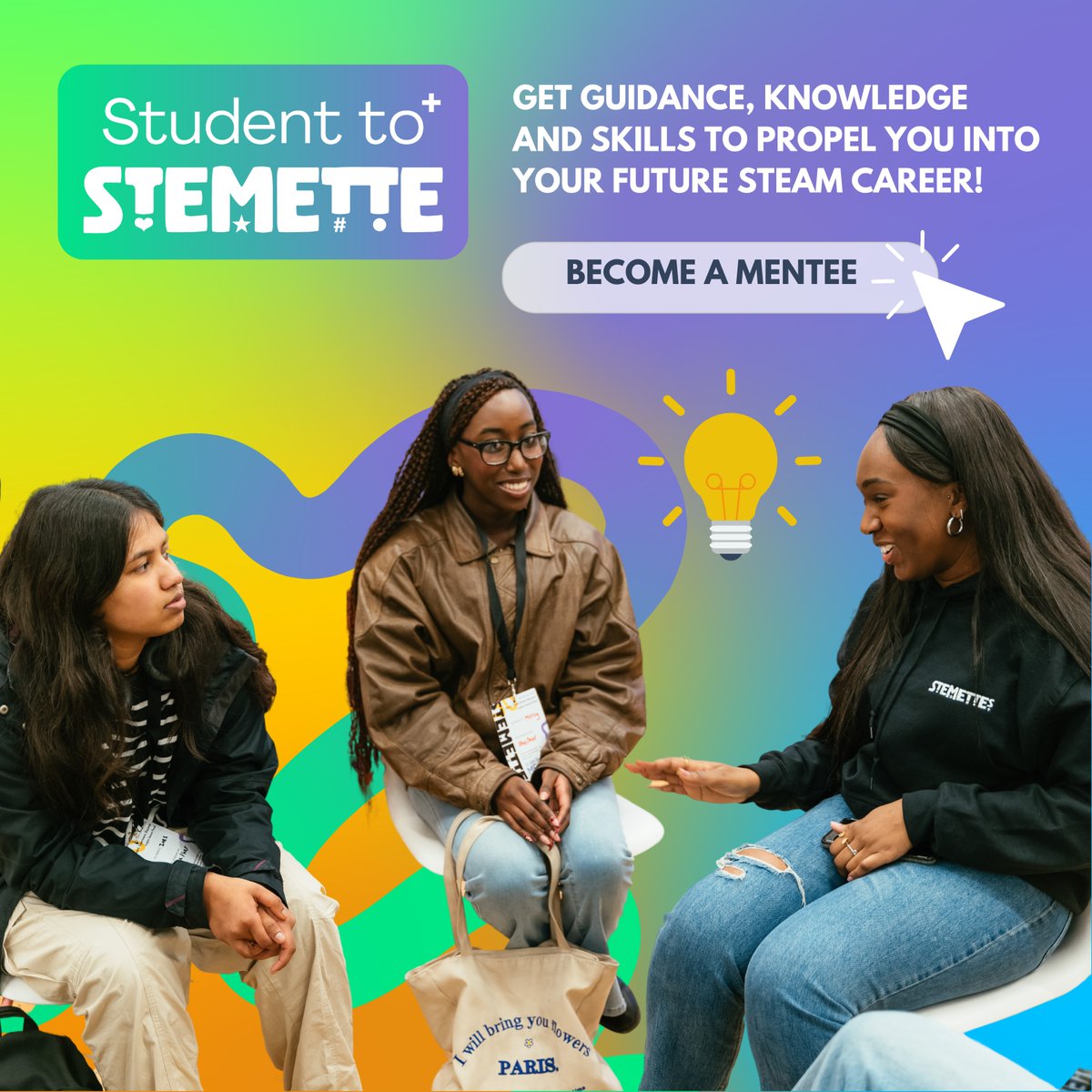 🌟 Unlock your #STEAM potential with our Student to Stemette programme! 🚀 Mentorship, workshops, and networking to launch your STEAM career sky-high. Ages 15-25 sign up! Have questions? Find out more 💫 stemettes.org/sts/ #WomenInSTEM