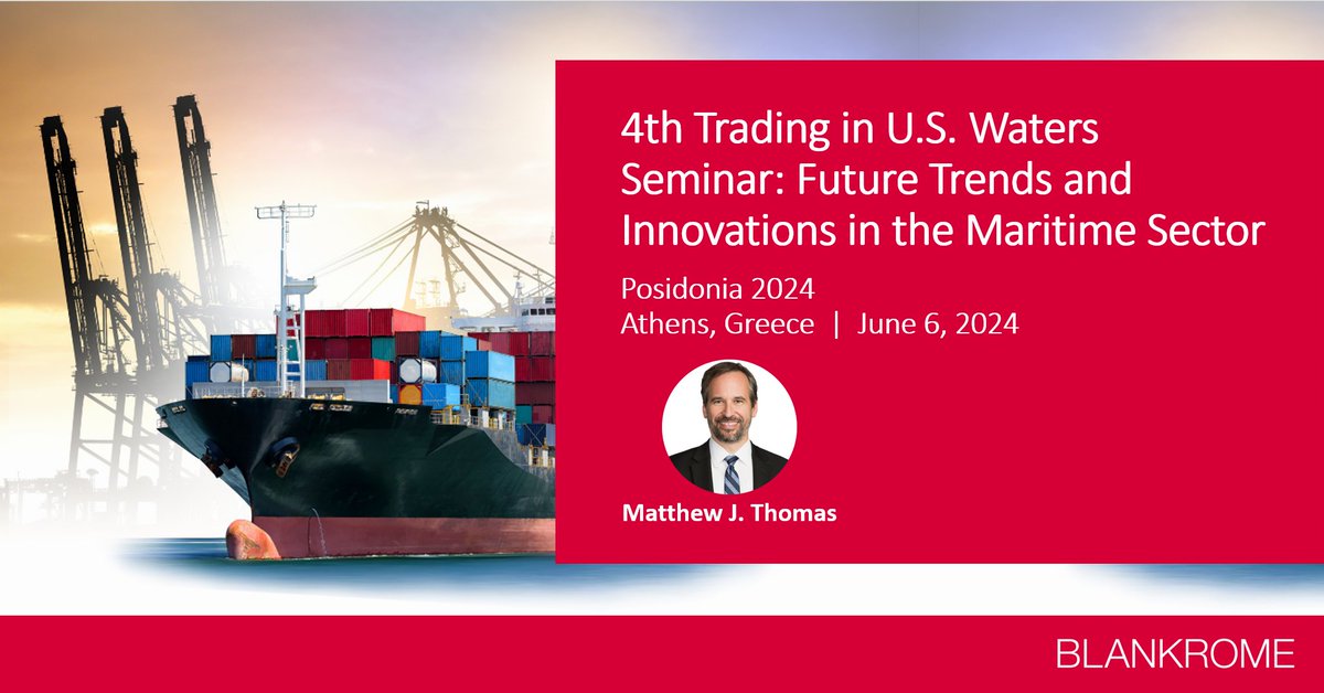 What is the current state of the #shippingindustry for vessels visiting U.S. ports? Matthew Thomas will join @AmChamGr & @NAMEPA1’s “Trading in #USWaters Seminar” on June 6 in Athens to discuss trends, developments, opportunities & challenges: bit.ly/3VbLp7H

#maritime