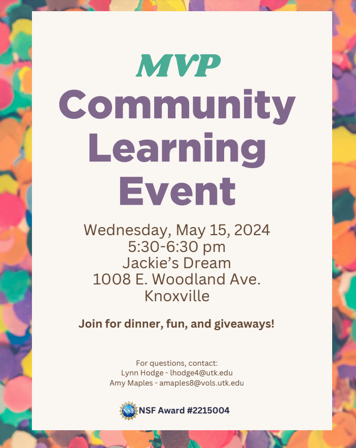 Attend our last community learning event THIS EVENING from 5:30-6:30 pm at Jackie's Dream (1008 E Woodland Ave, Knoxville).