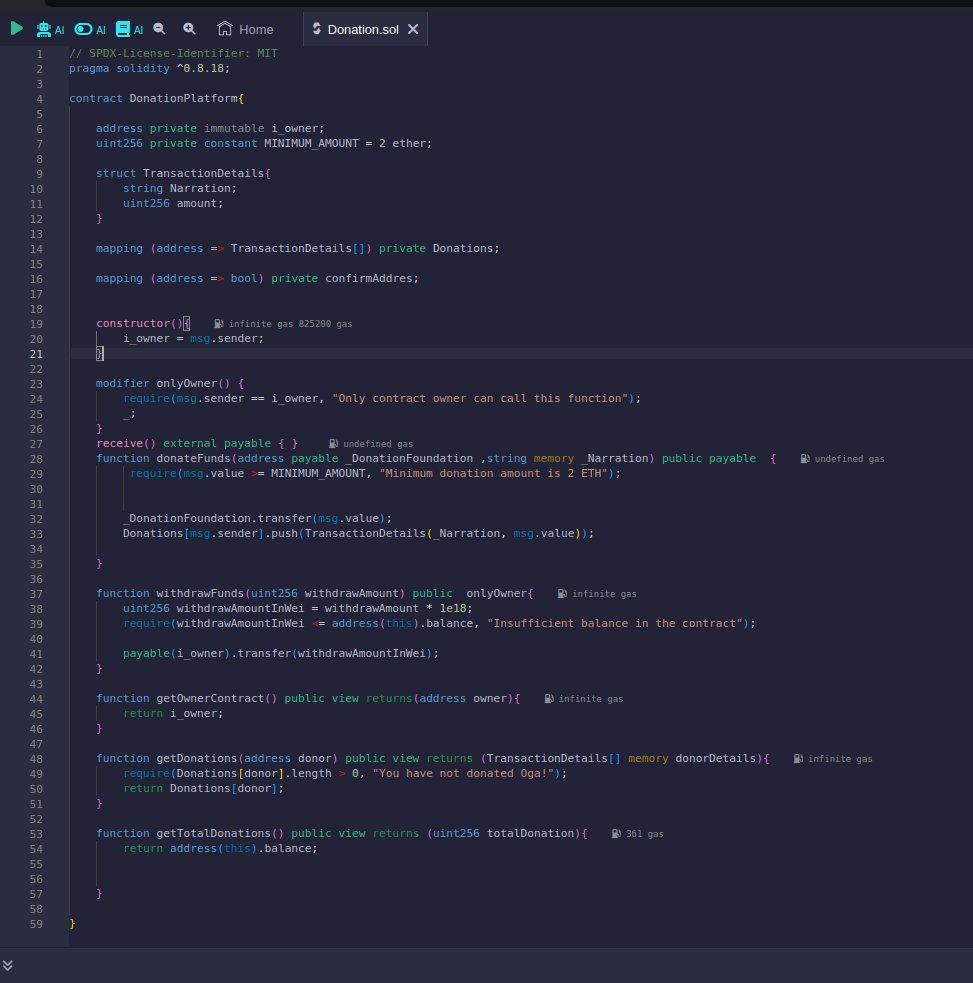 dannyclassi_c's tweet image. Then for Donation platform project, I worked on the project using Remix online ID, done the testing an all... hehe
Features: making donations with narrations, tracking donations...and so on
#Solidity #Soliditydeveloper #100daysofcoding #webdev #web3dev #blockchaindev