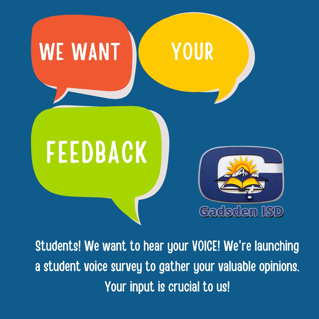 Attention all GISD students!
We're launching a student voice survey to gather your valuable opinions. Your input is crucial to us! This survey is completely anonymous, so please feel free to express yourself honestly. Your feedback matters! bit.ly/3K2b781