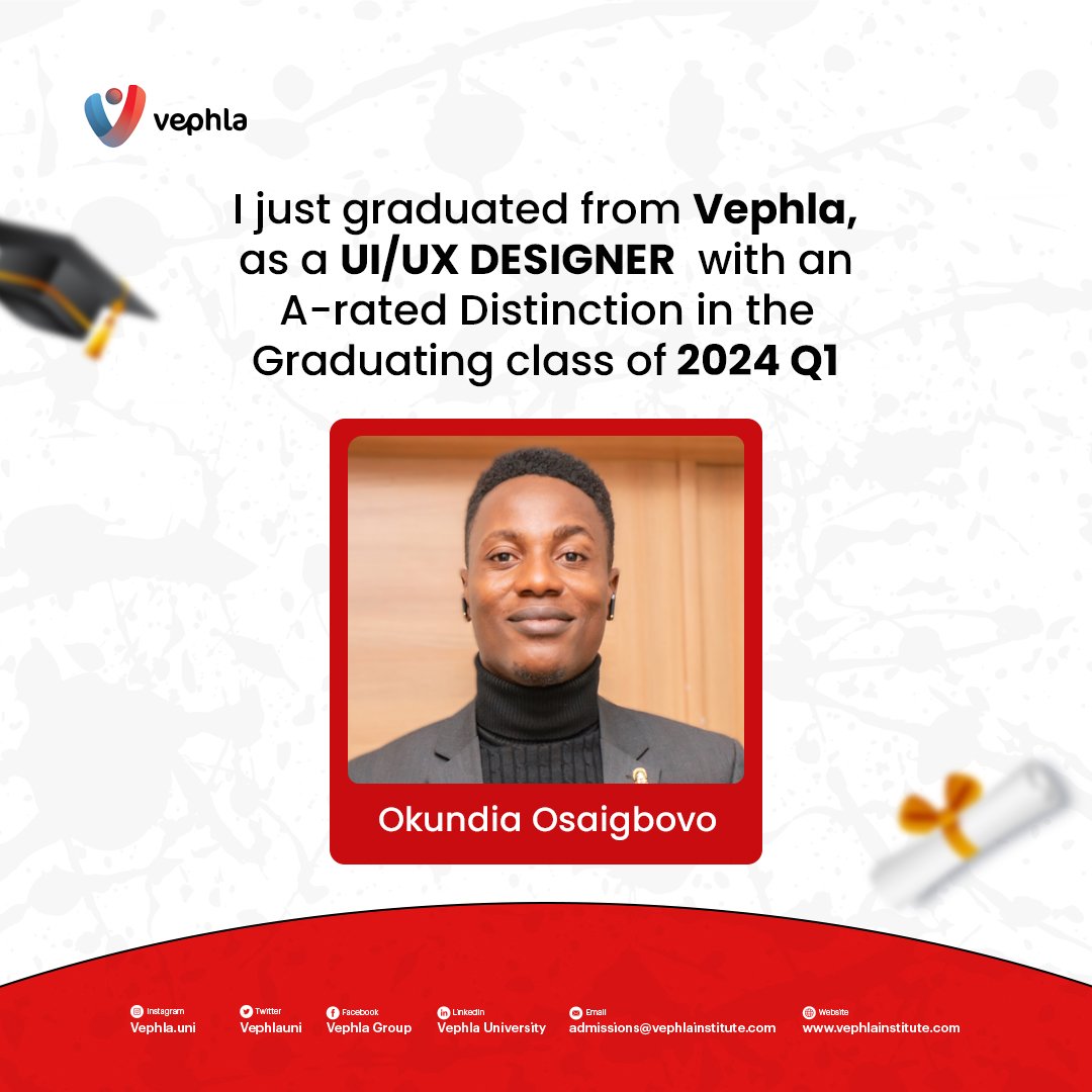 Osaigbovo_'s tweet photo. I have absolutely no words. The wait is finally over, Thank you @VephlaUni for the last 10 months. This has been an amazing journey.

Certified ✅
UiUx Design 
Product Designer https://t.co/NfkxIEkiNv