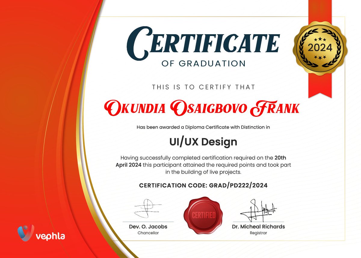Osaigbovo_'s tweet photo. I have absolutely no words. The wait is finally over, Thank you @VephlaUni for the last 10 months. This has been an amazing journey.

Certified ✅
UiUx Design 
Product Designer https://t.co/NfkxIEkiNv