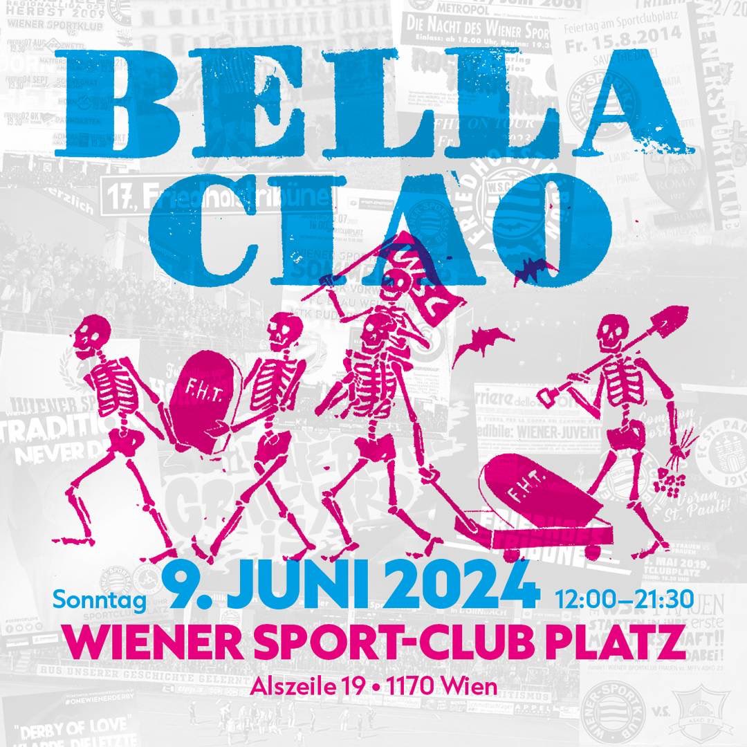 WienerSportClub's tweet photo. Bella Ciao! Das Lebensabschnittsende unseres Sport-Club-Platzes muss gefeiert werden. Neben den verbleibenden Heimspielen der Frauen, Männer und Legenden bietet sich dafür auch die Abschiedsparty am 9. Juni an. Ab 12:00 gibt’s Programm, das wird legendär. https://t.co/GP7b0JaRjf