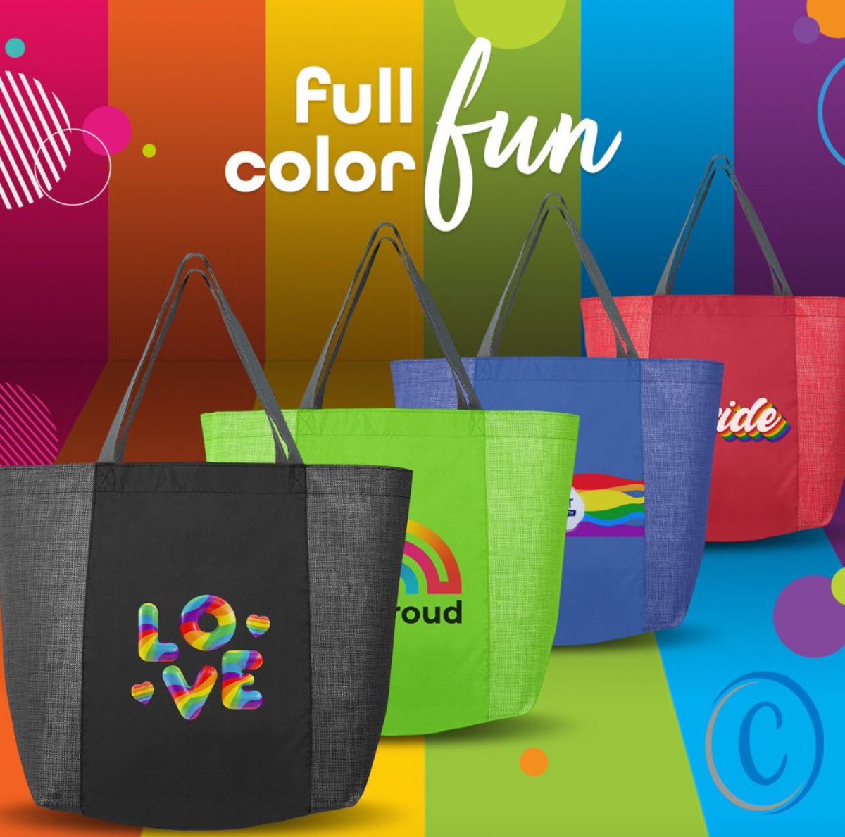 #Totebags that are full #colour fun!  Looking to make a #promomarketing splash!?  Our #totebag collection is ready to #decorate with your #logo! 
.
.
#yourlogohere #promotionalproducts #promotionalproductswork #swag #logoprinting #bagprinting #brandedbags #brandedbag #brandedtote