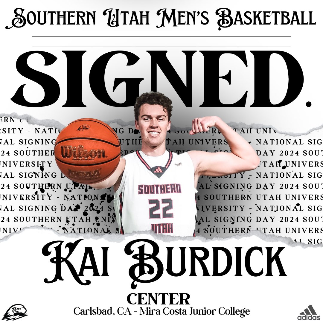 SUUBasketball's tweet photo. Welcome to SUU, Kai! ✍️

⚡️ 1st Team All PCAC
⚡️ 9 Double doubles
⚡️  Averaged 11 pts and 11 rebs in conference play
⚡️ Former college baseball player at San Francisco

🗞️ : https://t.co/y7Di4Wwu8R

#TBirdNation ⚡️ #RaiseTheHammer https://t.co/1QdDBkFGch
