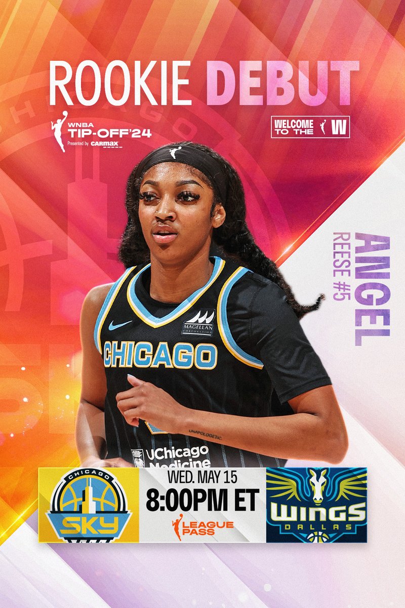 Let's get it ROOK 👏 Tune into the WNBA League Pass tonight at 8pm/ET to watch @Reese10Angel make her season debut with the @chicagosky as they go up against the Dallas Wings WNBA Tip-Off Test Drive presented by @CarMax here!