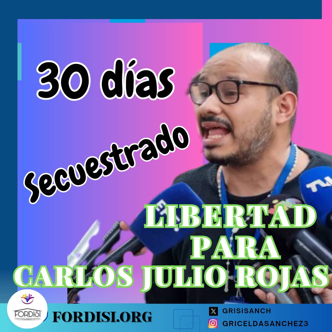 Hoy #15May se cumple un mes de la arbitraria detención del periodista Carlos Julio Rojas. Rojas es conocido por su labor como periodista y por su activismo social en la comunidad donde vive, denunciando hechos de corrupción y exigiendo mejoras para la comunidad.