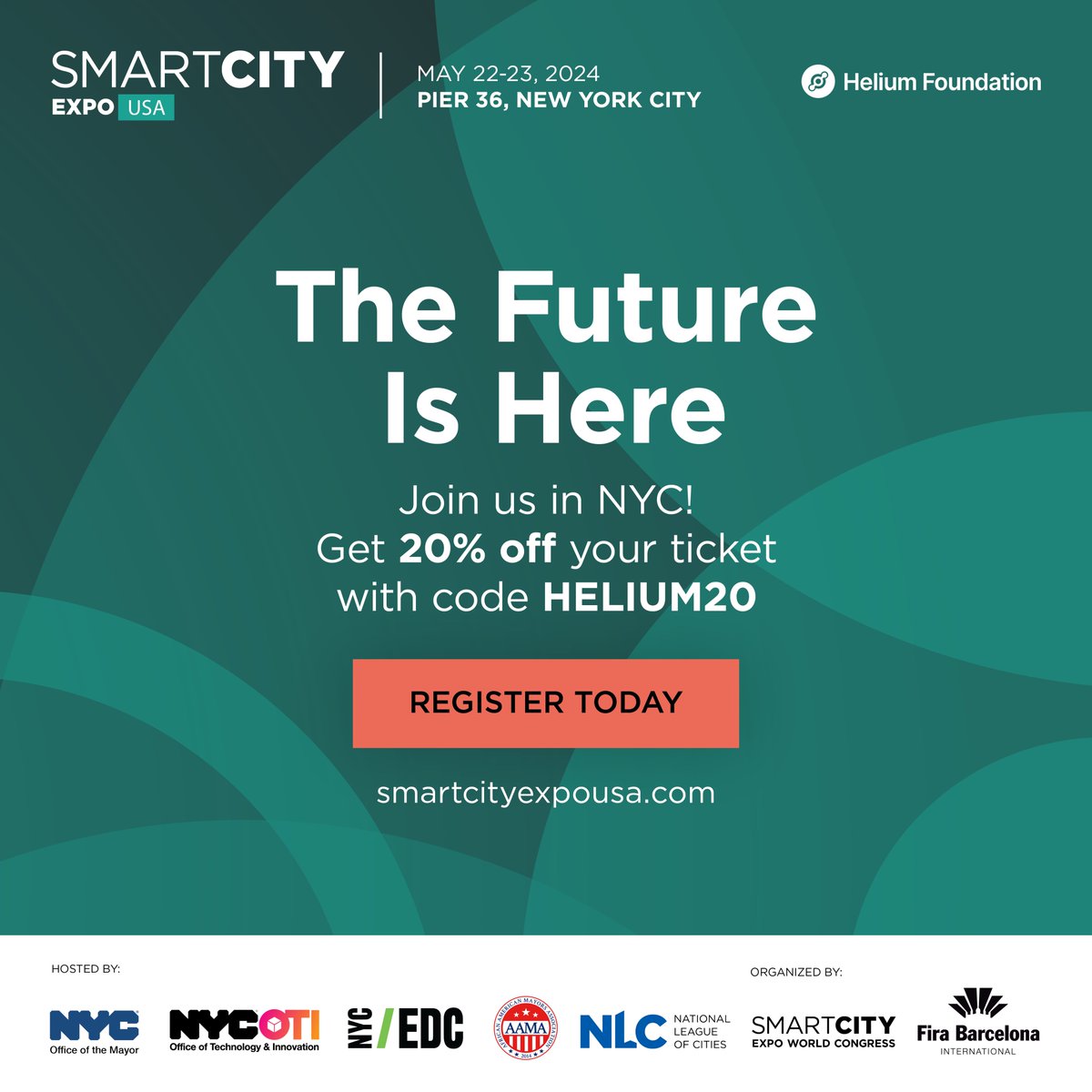 Join the @HeliumFndn team at the @SmartCityexpo  event in NYC! 🗽🍎 

Witness how the Helium Network is transforming smart city solutions worldwide through live demonstrations from @seeedstudio and @openoneplaneted. 🌎🌱

@ScottSigel, COO of @HeliumFndn, along with the team, will