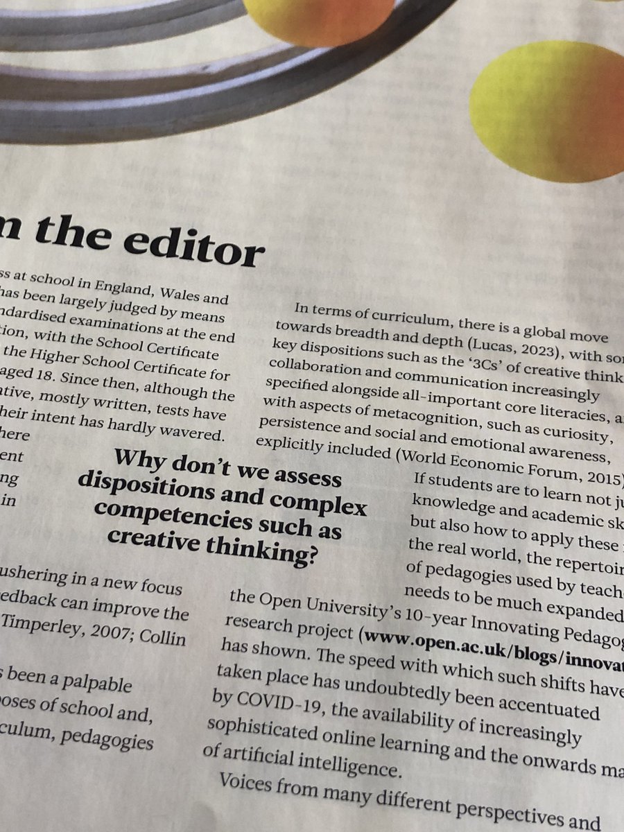 Opening @CharteredColl #Impact to this by @LucasLearn I read something to make my heart sing. Much of my pedagogic thinking focuses on this. Central to EY. Central to ‘little c’ creativity (Anna Craft). A stark / heartening message to restore hope, joy & flow: #SpaceToFlourish .