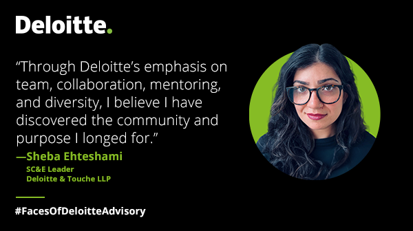 BillFeraMD's tweet photo. Through her work, Sheba Ehteshami helps clients see sustainability not just as an investment for the planet, but as a pivotal driver for business. #FacesOfDeloitteAdvisory https://t.co/yQUGNoJBL0 https://t.co/IOBGJInF98