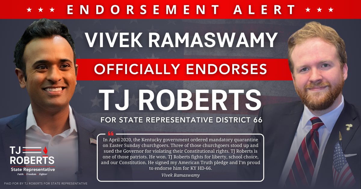 I want to take a moment to thank patriot Vivek Ramaswamy for attending the politically-motivated trial against President Donald J. Trump yesterday. The weaponization of government against conservatives is destroying our Republic, and Ramaswamy recognizes the dangers we face if