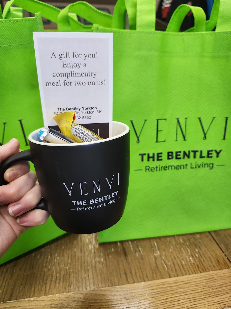 Huge thank you to the chef at The Bentley in Yorkton! Not only did they give us a huge box full of delicious lunches for our staff, including dessert! They also gave us some great swag! -Olivia